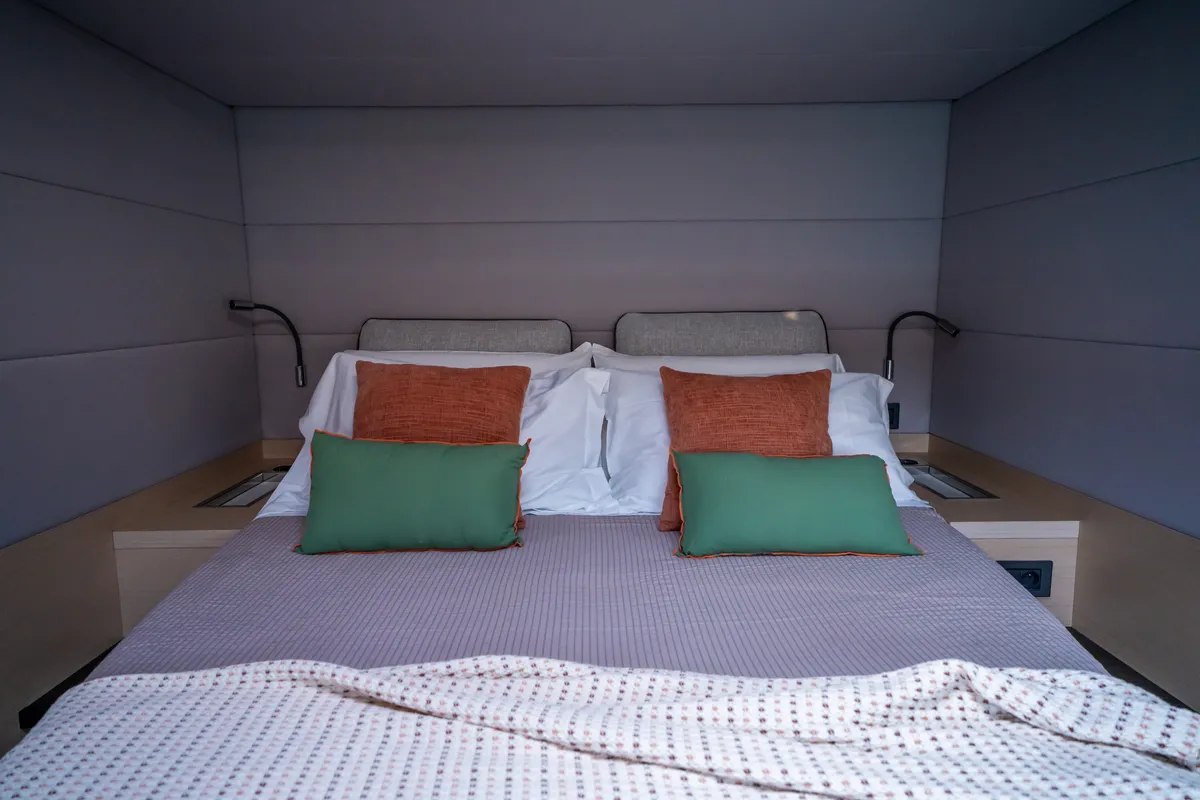 Cabin on Lagoon 55, a catamaran at Capo d'Orlando, Italy