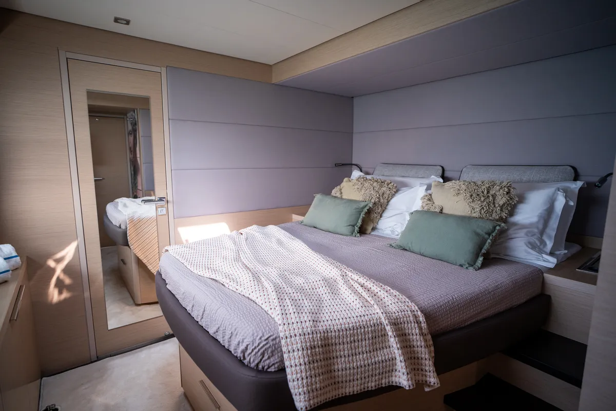 Cabin on Lagoon 55, a catamaran at Capo d'Orlando, Italy