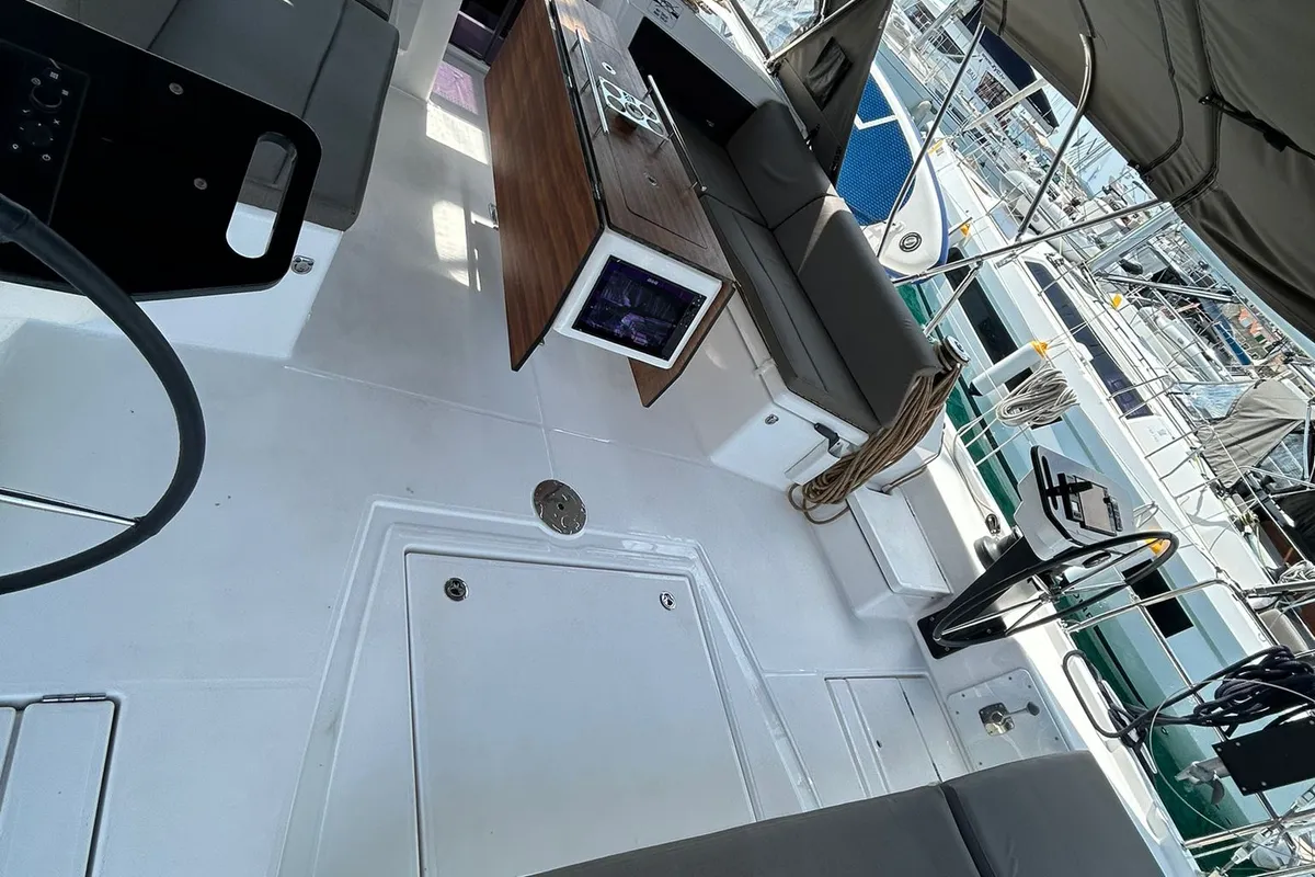 Cockpit of Stressless, a Dufour 470 sailboat at Grad Biograd na Moru, Croatia