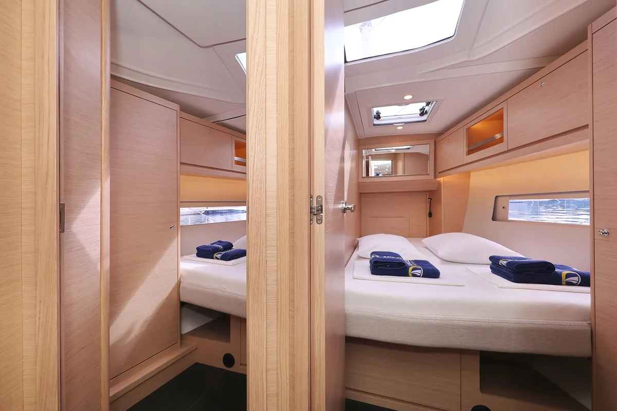 Cabin on Stressless, a Dufour 470 sailboat at Grad Biograd na Moru, Croatia