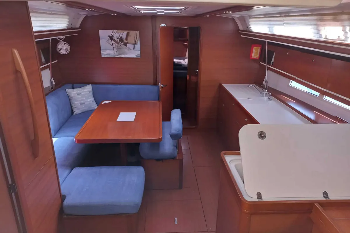 Salon of Surprise, a Dufour 450 Grand Large sailboat at Marmaris, Turkey