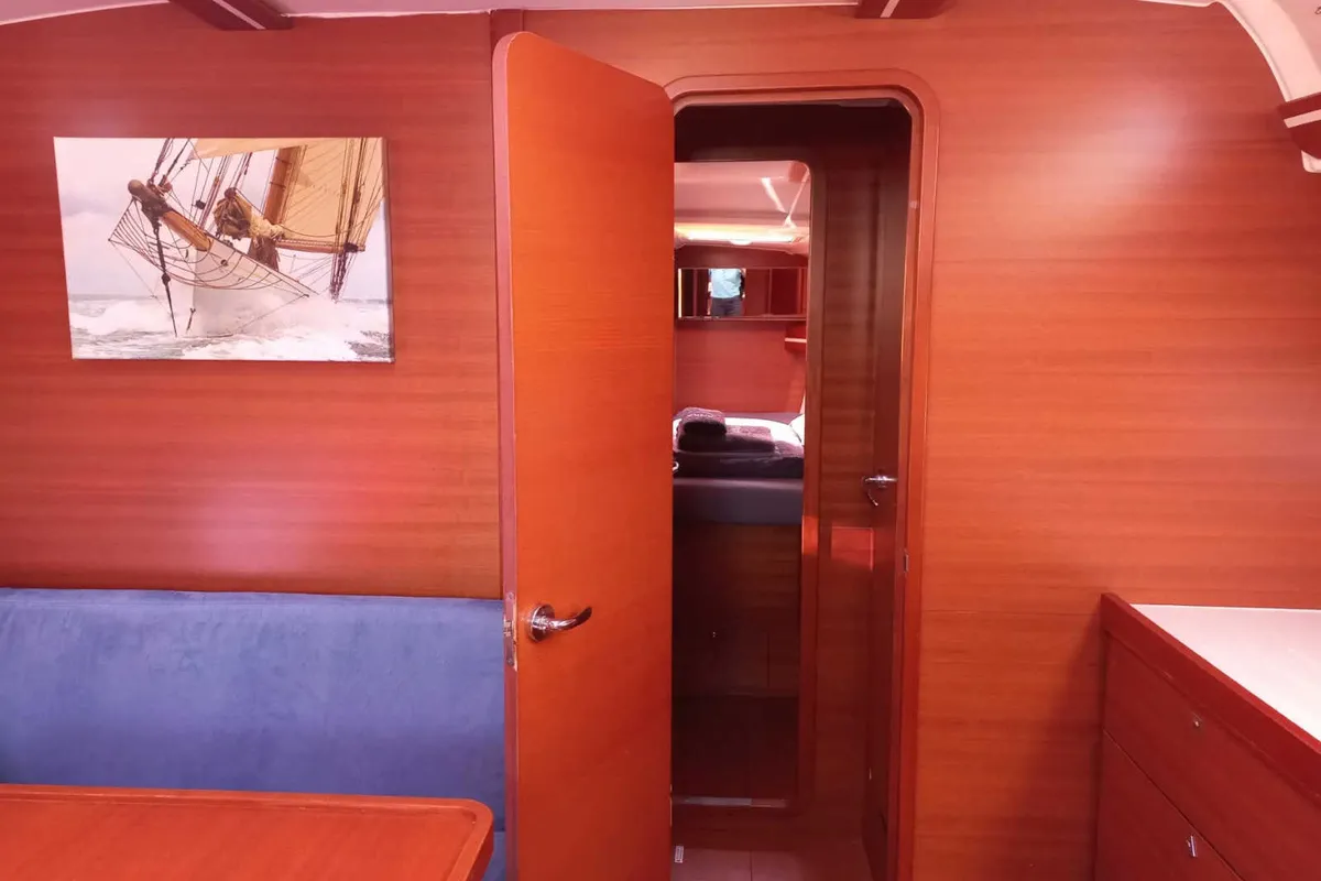 Salon of Surprise, a Dufour 450 Grand Large sailboat at Marmaris, Turkey