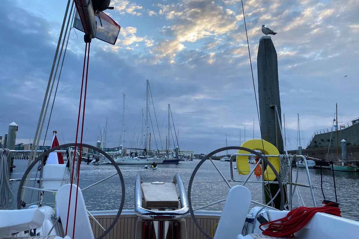 Cockpit of Hangover, a Dehler 34 sailboat at Yerseke, Netherlands