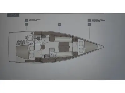 Floor plan of Hangover, a Dehler 34 sailboat at Yerseke, Netherlands
