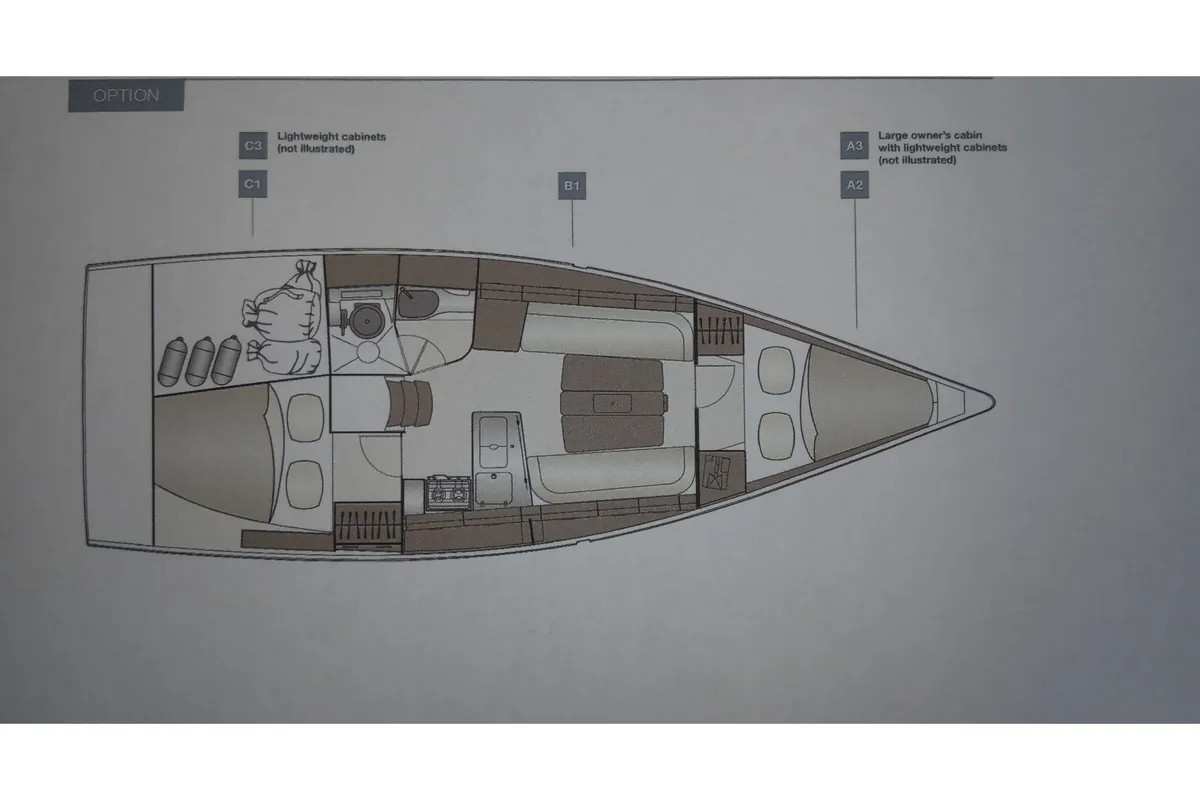 Floor plan of Hangover, a Dehler 34 sailboat at Yerseke, Netherlands