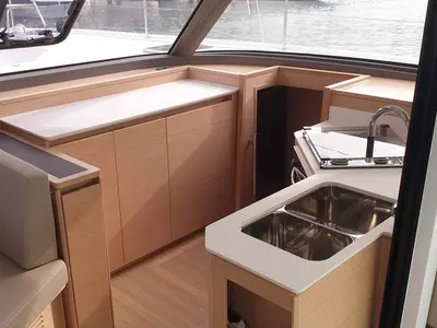 Galley of Lullaby, a Nautitech 40 Open catamaran at Tropea, Italy
