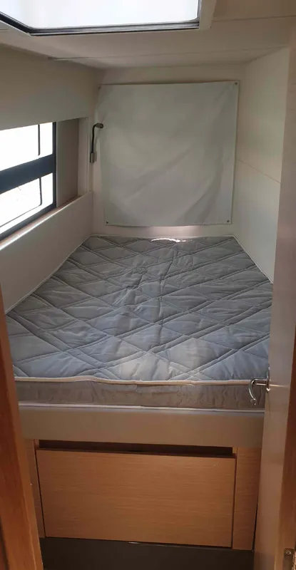 Cabin on Lullaby, a Nautitech 40 Open catamaran at Tropea, Italy