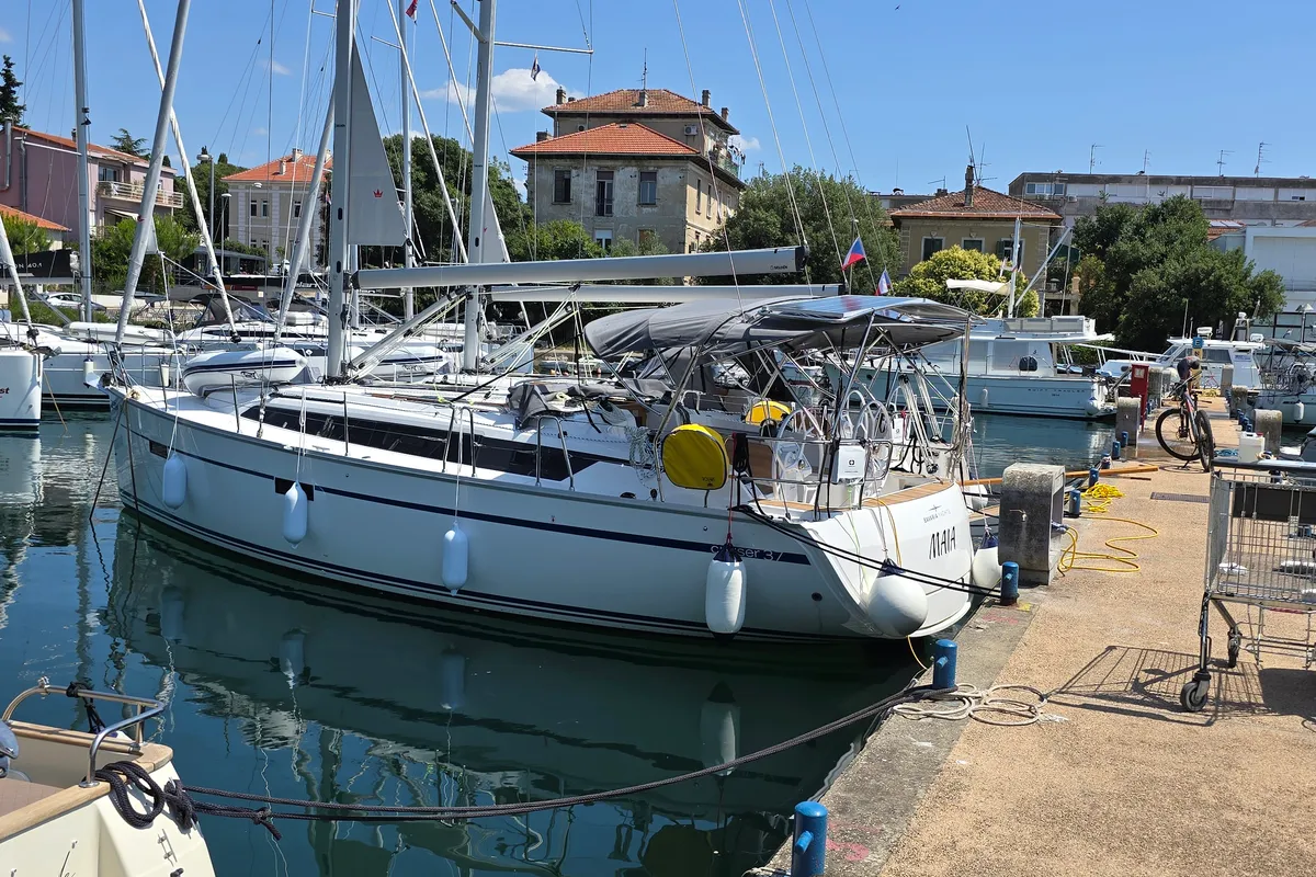 Exterior view of Maia, a Bavaria Cruiser 37 sailboat at Zadar, Croatia