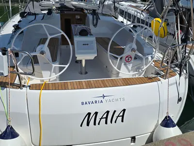 Cockpit of Maia, a Bavaria Cruiser 37 sailboat at Zadar, Croatia