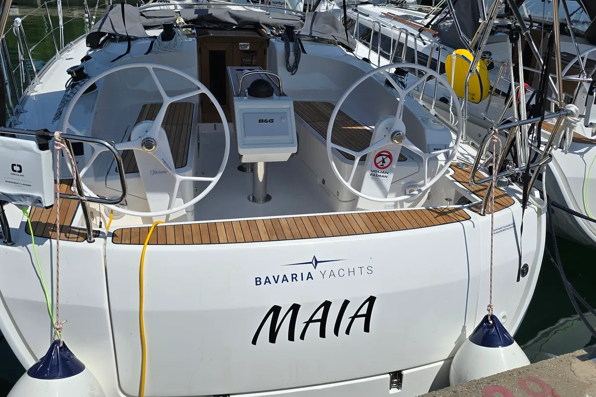 Cockpit of Maia, a Bavaria Cruiser 37 sailboat at Zadar, Croatia