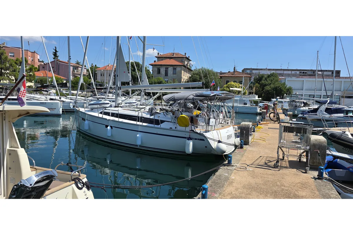 Exterior view of Maia, a Bavaria Cruiser 37 sailboat at Zadar, Croatia