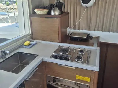 Galley of Nina II, a Lagoon 40 catamaran at Dubrovnik, Croatia