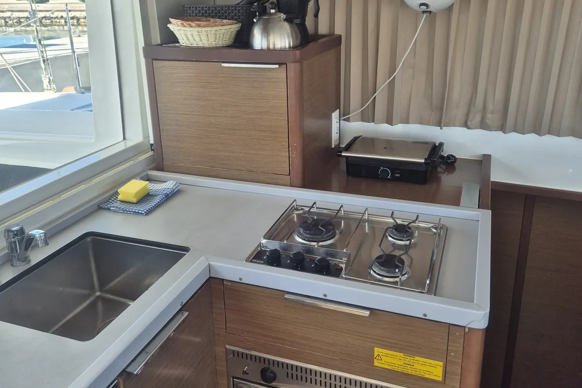 Galley of Nina II, a Lagoon 40 catamaran at Dubrovnik, Croatia