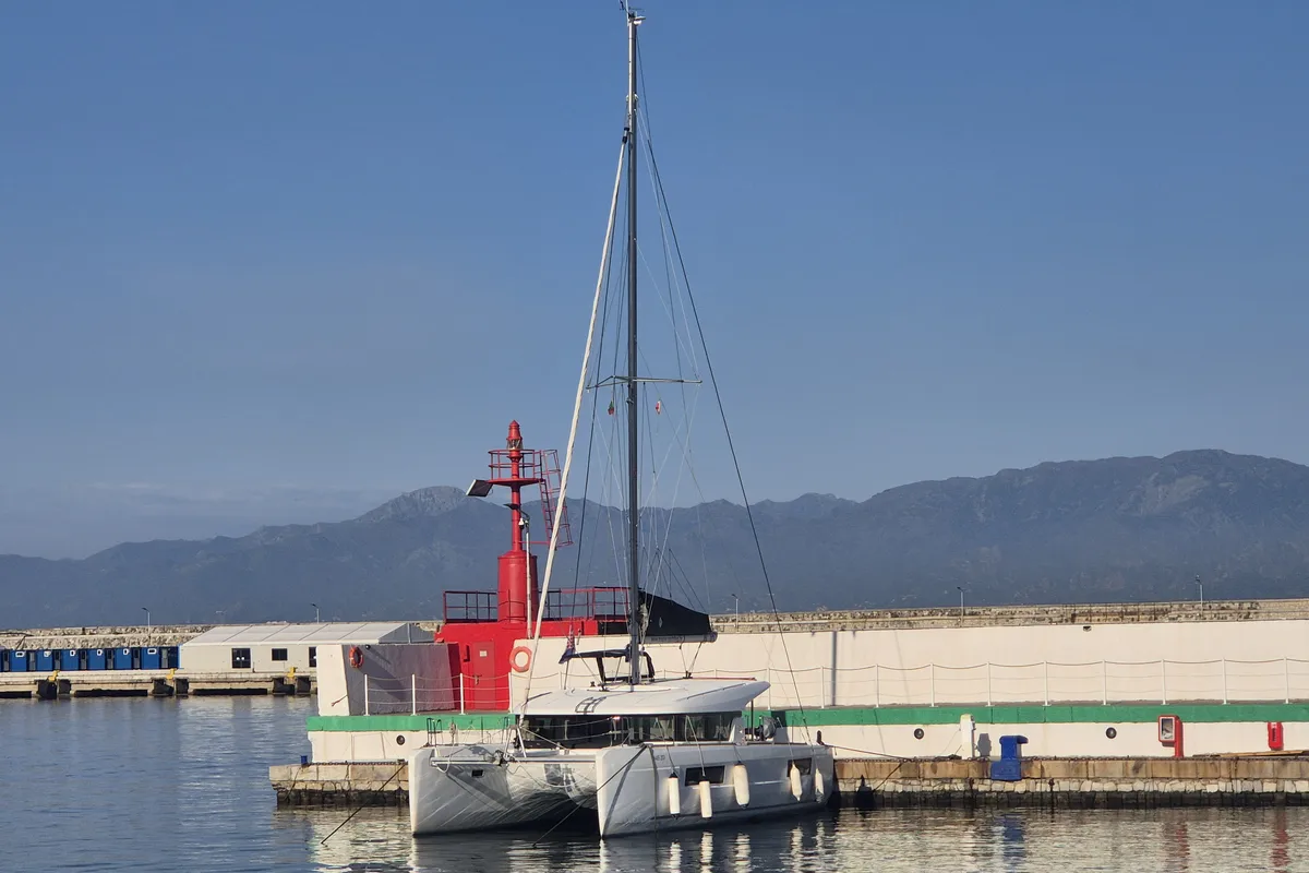 Exterior view of Nina II, a Lagoon 40 catamaran at Dubrovnik, Croatia
