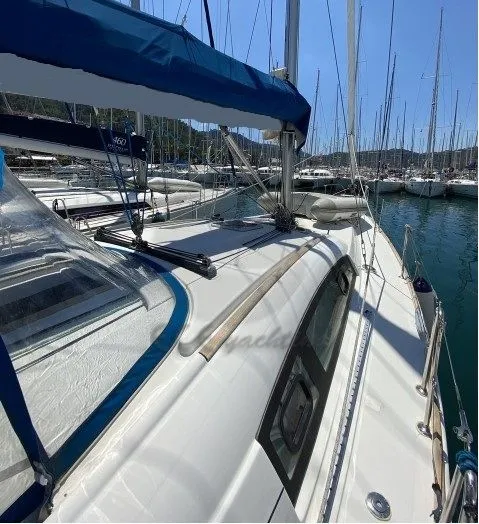 Deck of Filadelfo, a Beneteau Oceanis 43.4 sailboat at Fethiye, Turkey