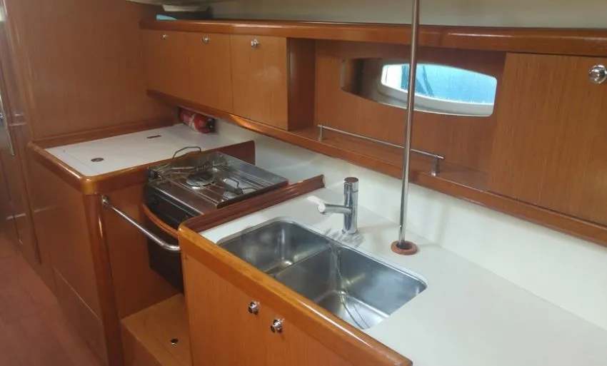 Galley of Filadelfo, a Beneteau Oceanis 43.4 sailboat at Fethiye, Turkey