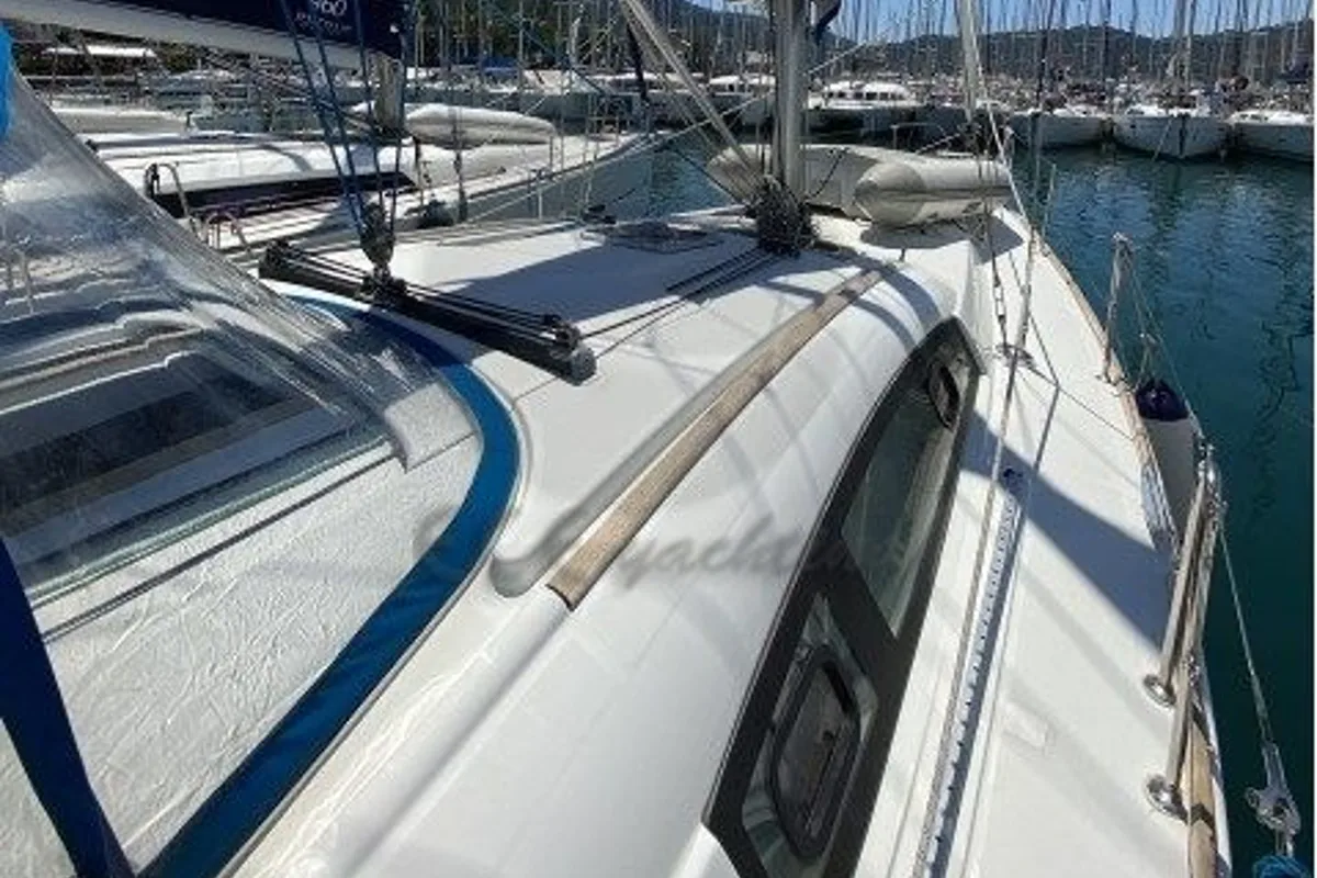 Deck of Filadelfo, a Beneteau Oceanis 43.4 sailboat at Fethiye, Turkey