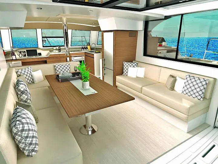 Salon of Wonder, a Bali Catspace catamaran at Olbia, Italy