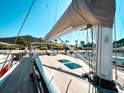 Deck of Premium, a Solaris 50 sailboat at Salerno, Italy