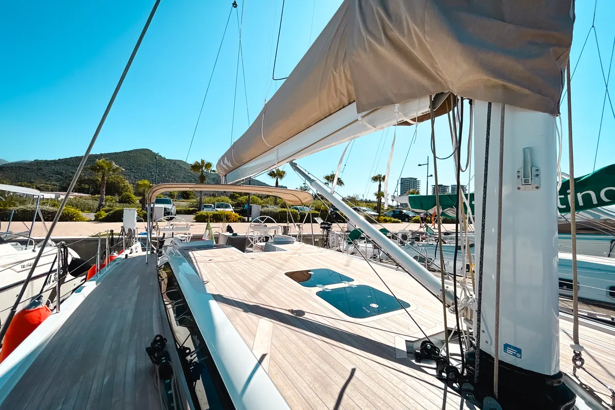 Deck of Premium, a Solaris 50 sailboat at Salerno, Italy
