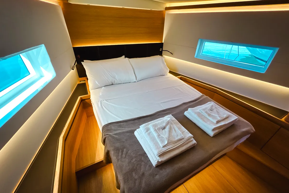 Cabin on Premium, a Solaris 50 sailboat at Salerno, Italy