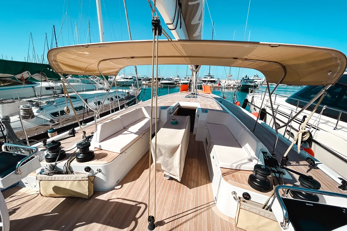 Deck of Premium, a Solaris 50 sailboat at Salerno, Italy
