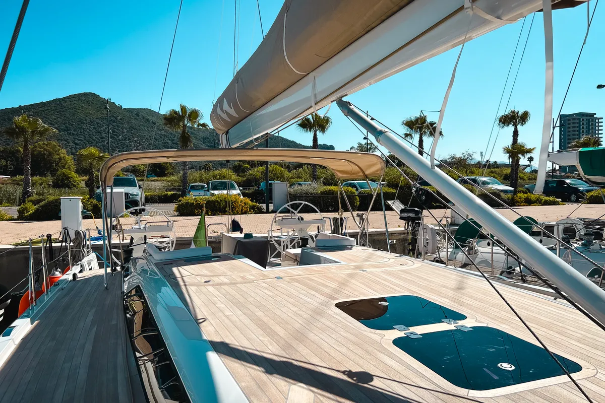 Deck of Premium, a Solaris 50 sailboat at Salerno, Italy