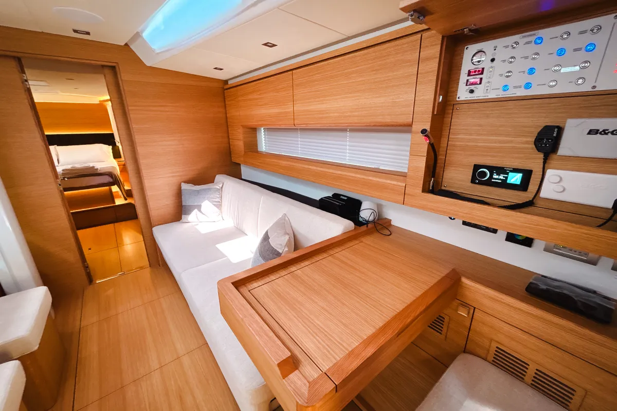 Salon of Premium, a Solaris 50 sailboat at Salerno, Italy