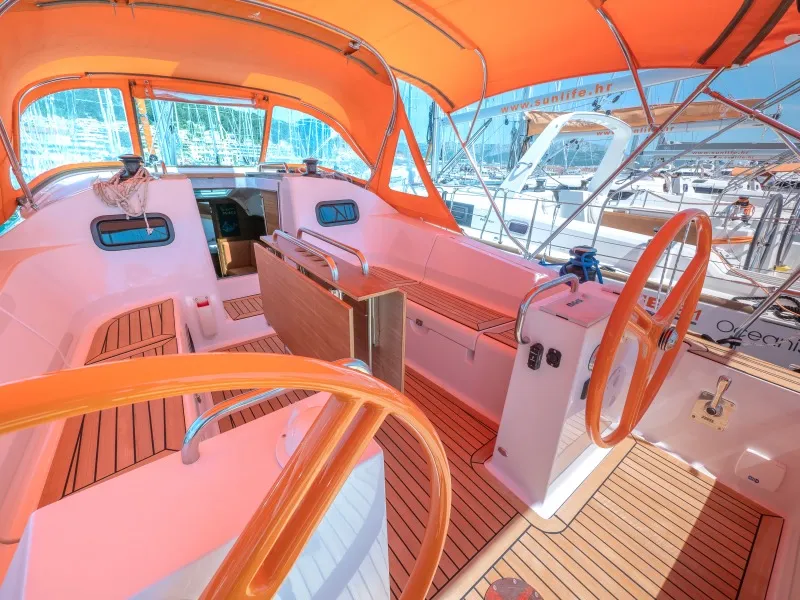 Cockpit of Funky, a Elan Impression 40.1 sailboat at Split, Croatia
