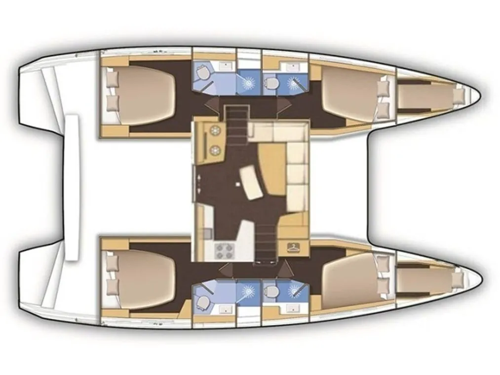 Floor plan of ATHINA, a Lagoon 46 catamaran at Kontokali, Greece