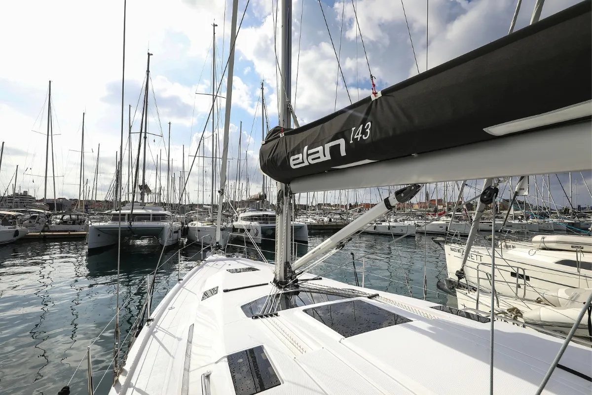 Exterior view of Seppia, a Elan Impression 45 sailboat at Biograd na Moru, Croatia