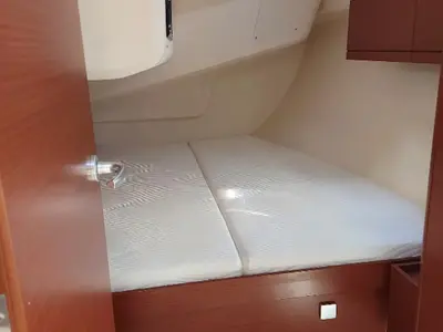 Cabin on Pasithea, a Hanse 418 sailboat at Lavrion, Greece
