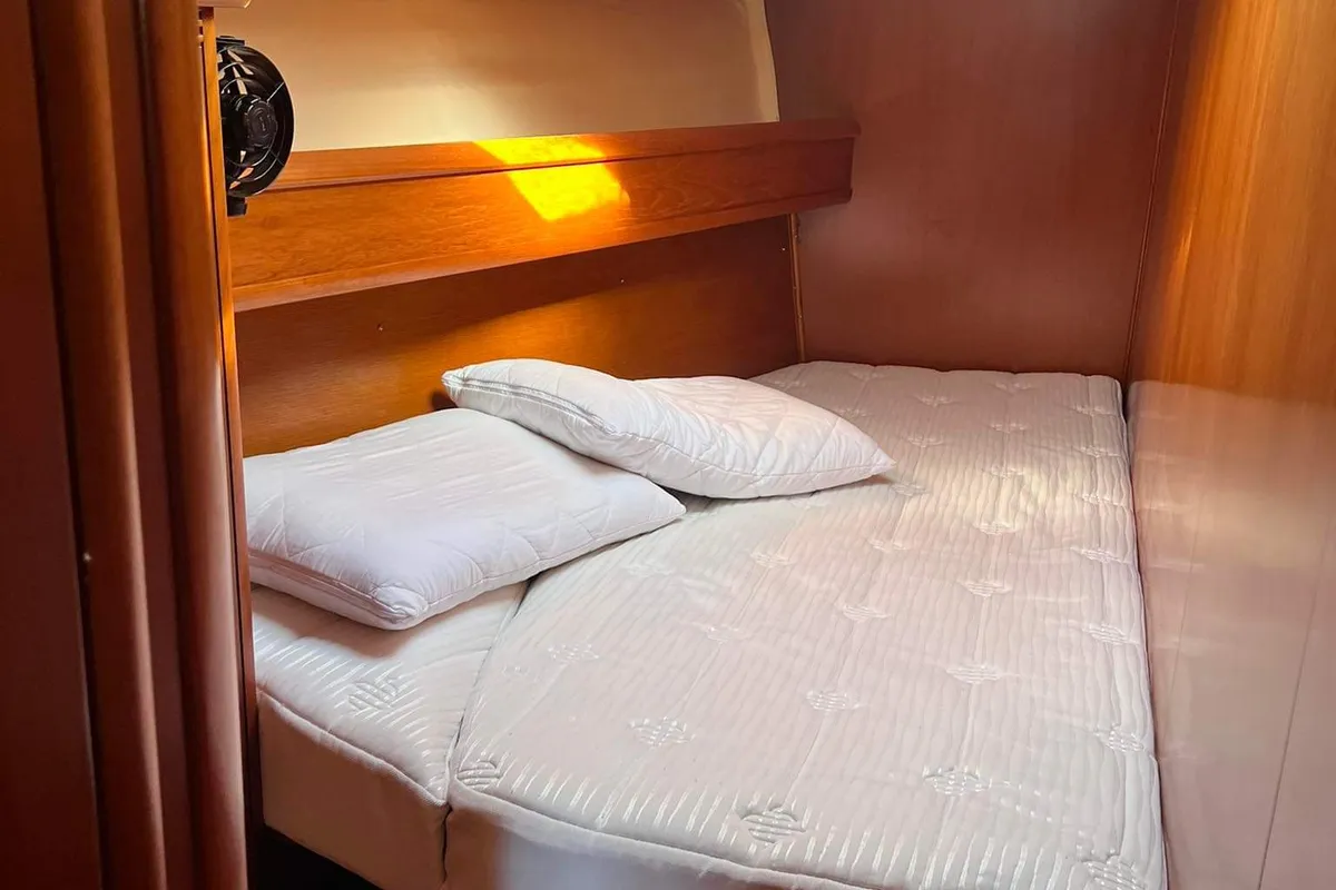 Cabin on Family, a Jeanneau Sun Odyssey 49 sailboat at Municipal Unit of Lefkada, Greece