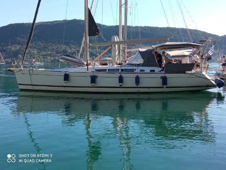Exterior view of Family, a Jeanneau Sun Odyssey 49 sailboat at Municipal Unit of Lefkada, Greece