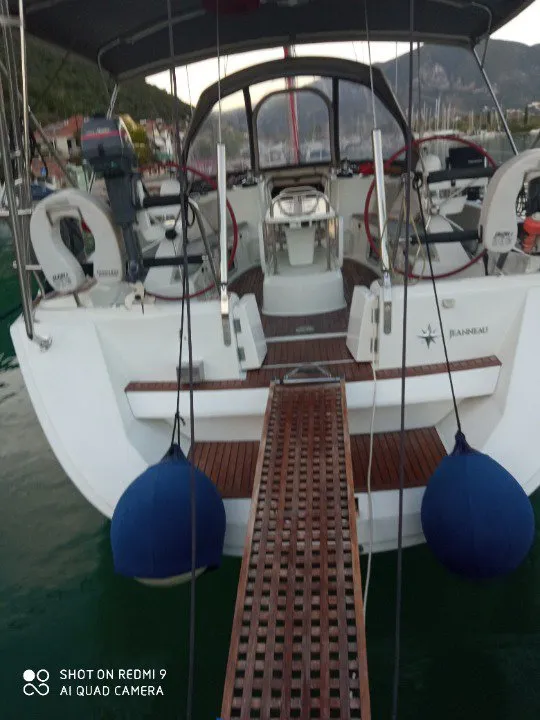 Deck of Family, a Jeanneau Sun Odyssey 49 sailboat at Municipal Unit of Lefkada, Greece