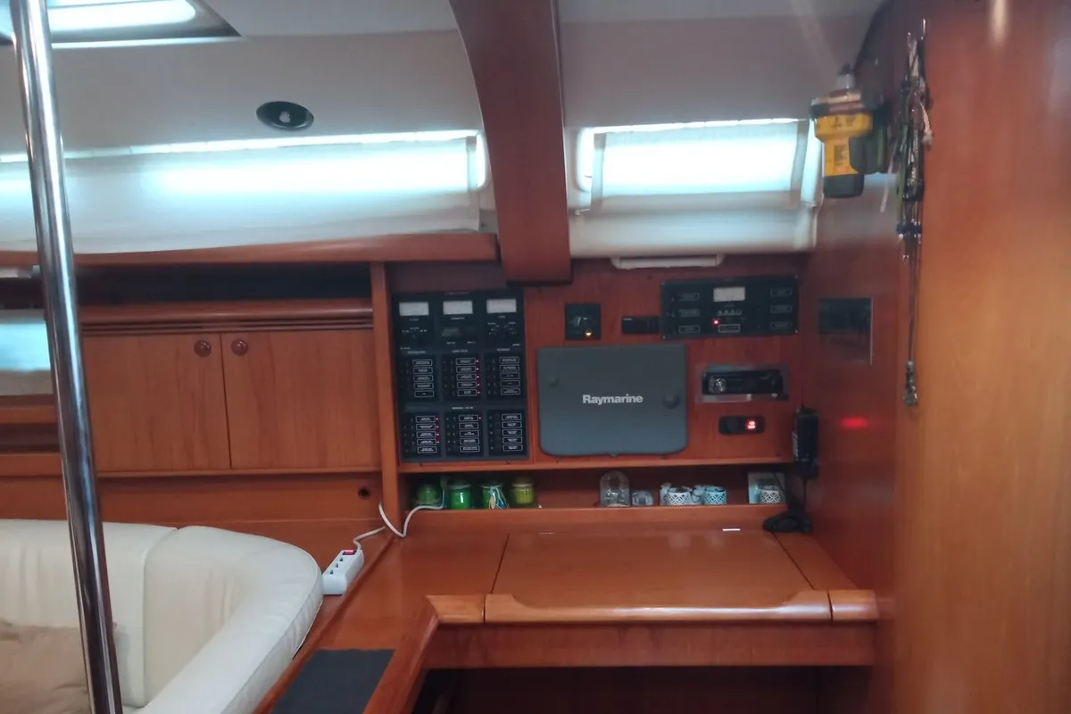 Salon of Family, a Jeanneau Sun Odyssey 49 sailboat at Municipal Unit of Lefkada, Greece