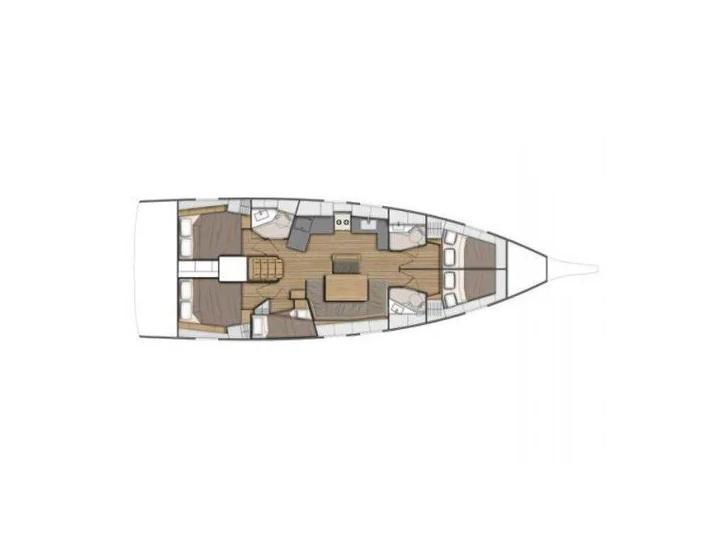 Floor plan of GRETA, a Beneteau Oceanis 46.1 sailboat at Port de Pollença, Spain