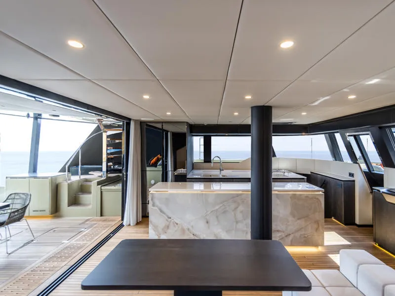 Galley of YGO., a Sunreef 60 catamaran at Palma de Mallorca, Spain