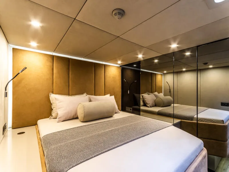 Cabin on YGO., a Sunreef 60 catamaran at Palma de Mallorca, Spain