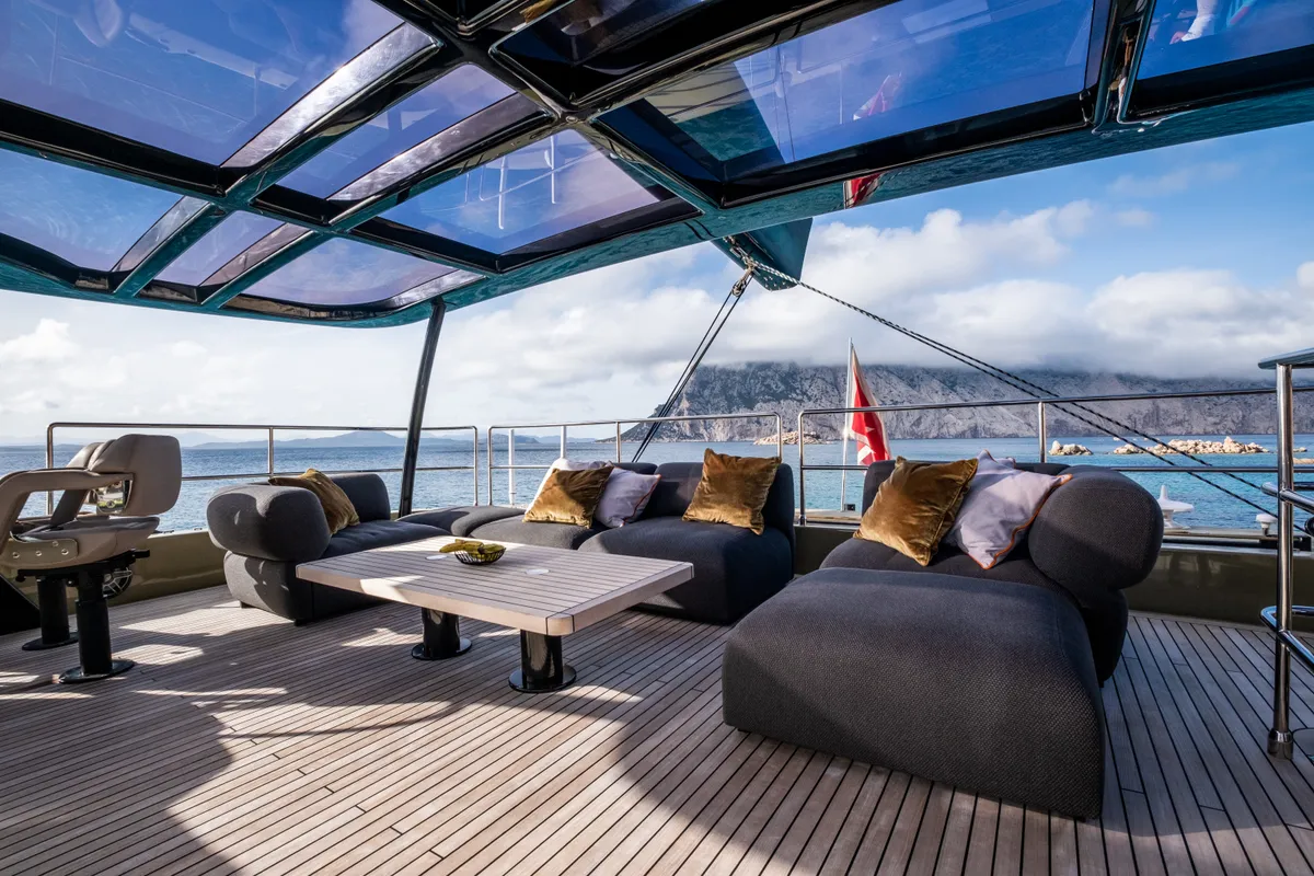 Deck of YGO., a Sunreef 60 catamaran at Palma de Mallorca, Spain
