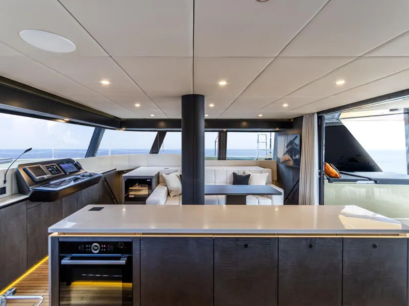 Salon of YGO., a Sunreef 60 catamaran at Palma de Mallorca, Spain