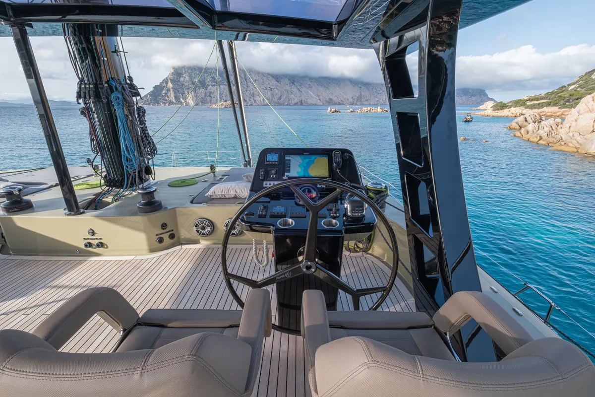 Cockpit of YGO., a Sunreef 60 catamaran at Palma de Mallorca, Spain