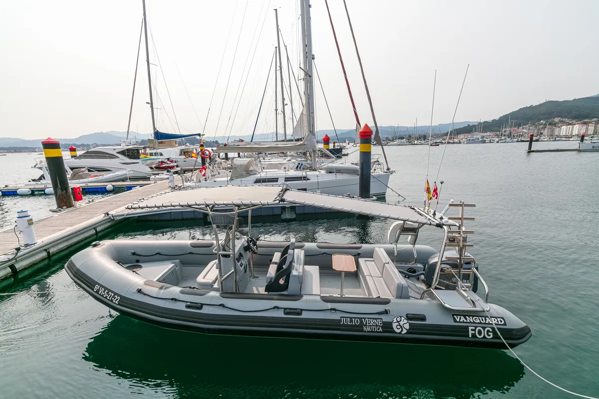 Exterior view of Fog, a Gulet Vanguard DR-760 motorboat at Baiona, Spain