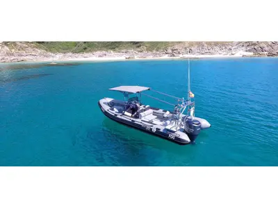 Exterior view of Fog, a Gulet Vanguard DR-760 motorboat at Baiona, Spain