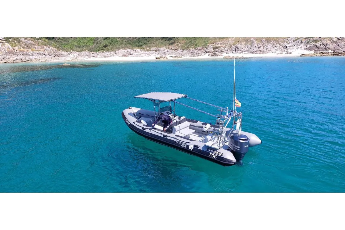 Exterior view of Fog, a Gulet Vanguard DR-760 motorboat at Baiona, Spain