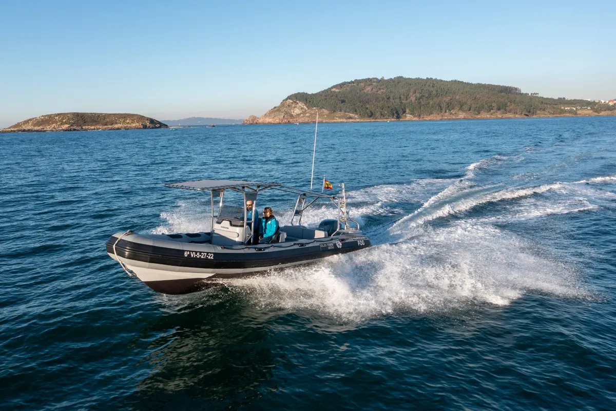 Exterior view of Fog, a Gulet Vanguard DR-760 motorboat at Baiona, Spain