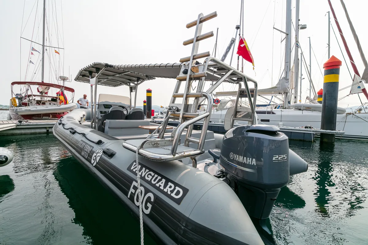 Exterior view of Fog, a Gulet Vanguard DR-760 motorboat at Baiona, Spain