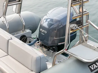 Fog, a Gulet Vanguard DR-760 motorboat at Baiona, Spain