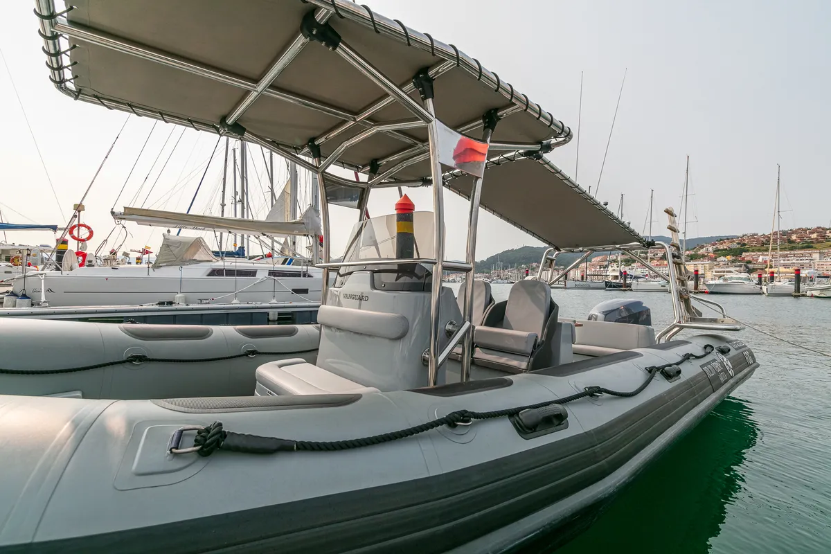 Exterior view of Fog, a Gulet Vanguard DR-760 motorboat at Baiona, Spain
