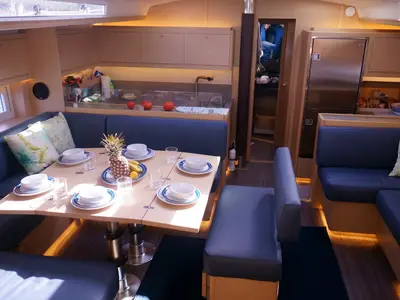Galley of Fat Bottom Girl, a Dufour 530 sailboat at Road Town, British Virgin Islands